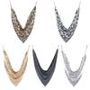 Aesthetic Leopard Print Necklace Chain Choker Detachable Collar Metal Triangular Scarf  Girls