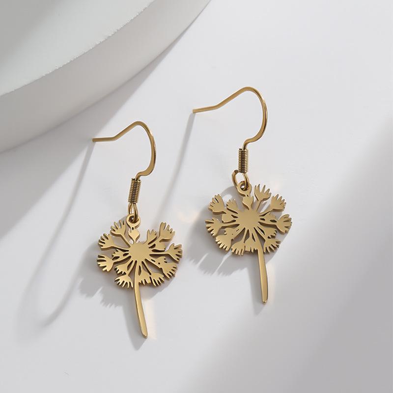 Spring/Summer Dandelion Pattern Stainless Steel Flower Earrings