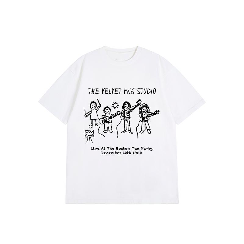 Ручная роспись Ретро Буквы Граффити Принт Парная Короткий рукав Футболка Летний Новый Стиль Топ Чистый Хлопок Материал Легко Сочетать S