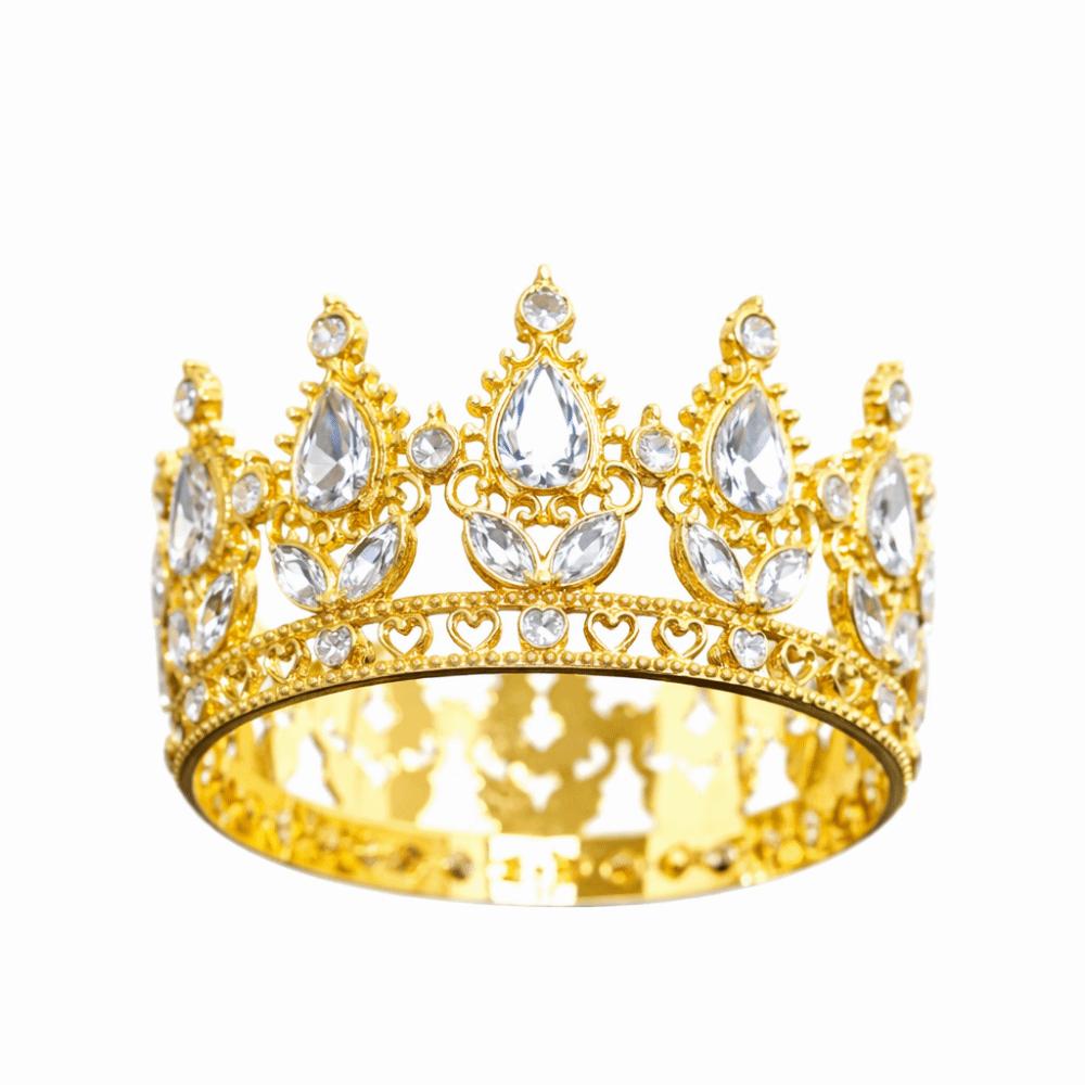 Elegant Crystal Crown Vintage Rhinestone Headband Lady Girl Queen Crown  Birthday Party Gold&white