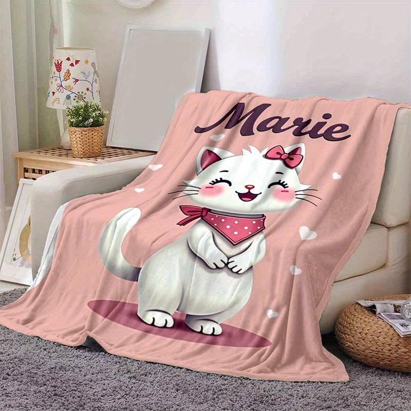 1pc Cute Cartoon Marie Cat Blanket - Seasonal Home Decor, Cartoon Blanket, for Decorating Your Own Sofa and Living Room, Super Soft Flannel,