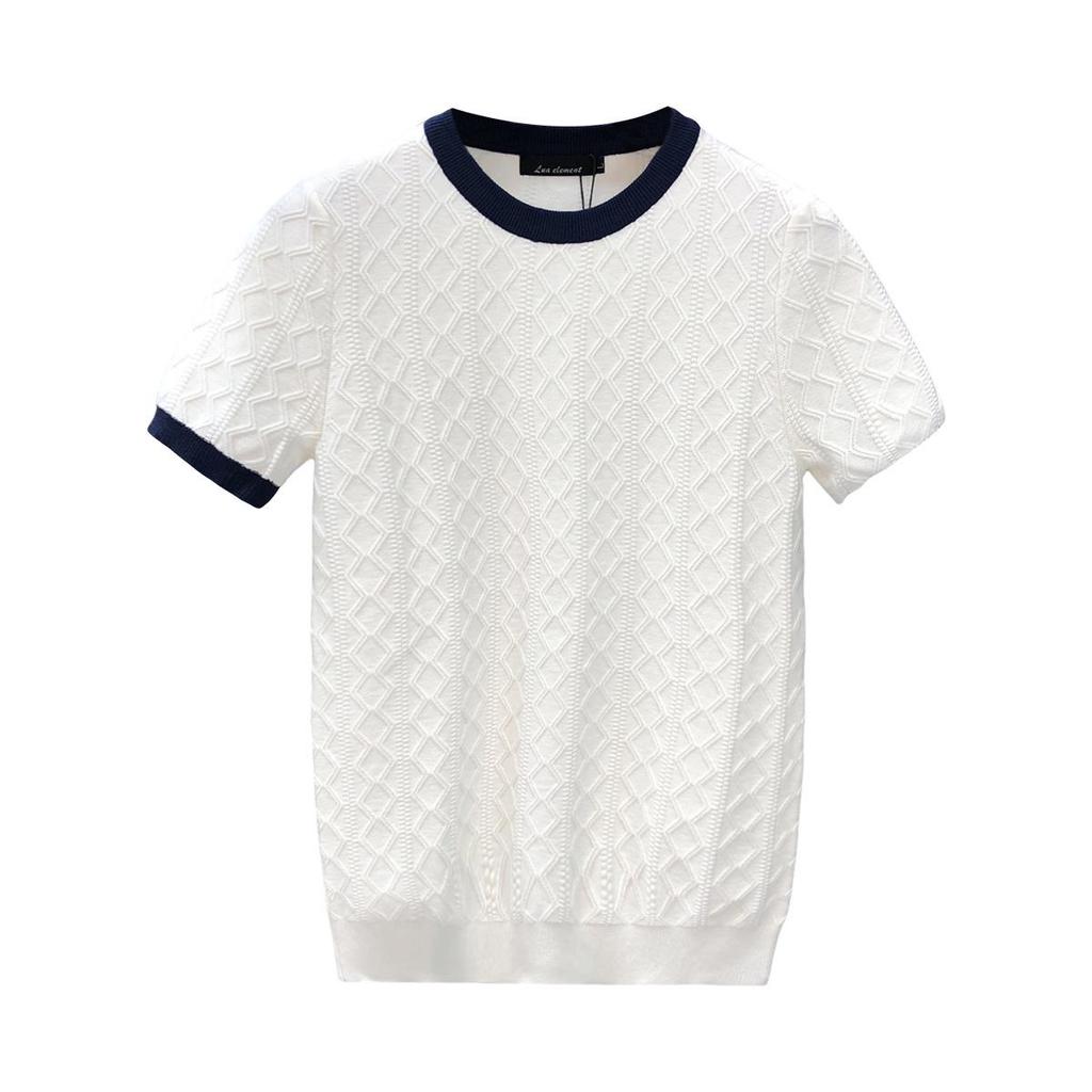 Men's Trendy High-End Short-Sleeve Sweater, Spring/Autumn 2023 Thin Knit Base Layer
