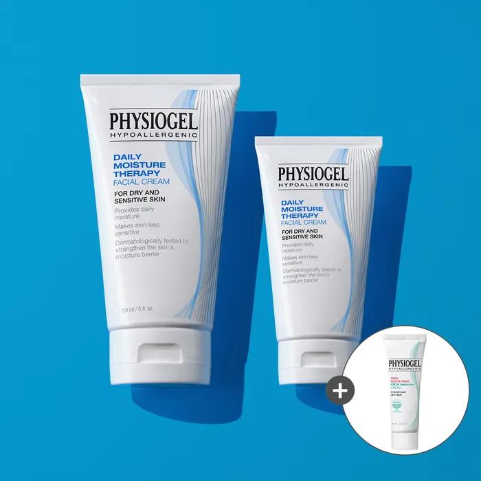 Physiogel DMT Facial Moisturizing Cream 150ml + 75ml + Red Soothing Cica Cream 10ml
