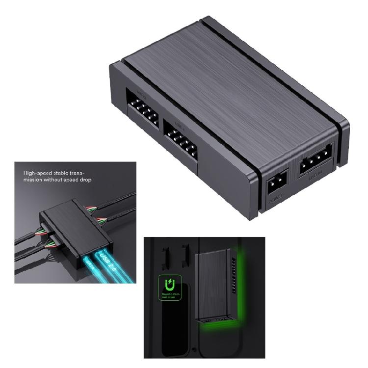 Magnetic Mount USB 2.0 Hub With 4Port Expansion And Enhances Plastic Circuitry USB 2.0 Splitter For Smooth Operation