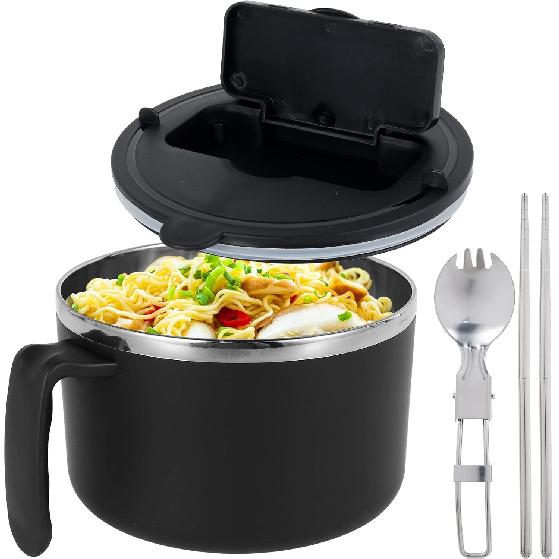 Rapid Ramen Bowl Ramen Noodle Bowl BPA Free Ramen Cooker Bowl with Filterable Lid 1200ml Microwave Spoon Chopsticks Handle Dishwasher Safe Noodles