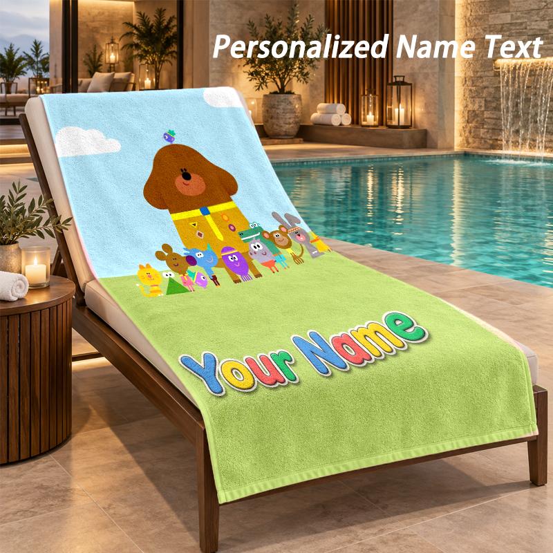 Hey Duggee Custom Name Beach Towel Large Soft Towel for Indoor Bathroom Outdoor Beach