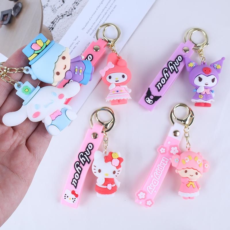 Sanrio Cartoon Couple Keychain Pendant Figurines Gift Set