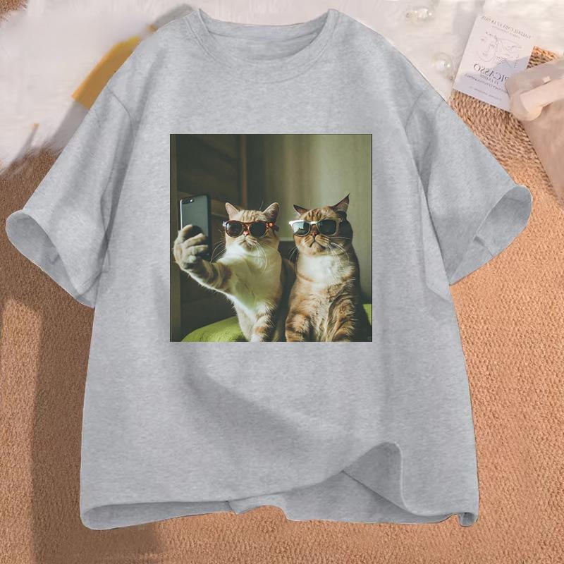 Cat Meme Funny Graphic TShirt Retro Streetwear Y2K Aesthetic Casual Daily Top Cat Humor Fashion Gift for Cat Lovers Unisex Unisex