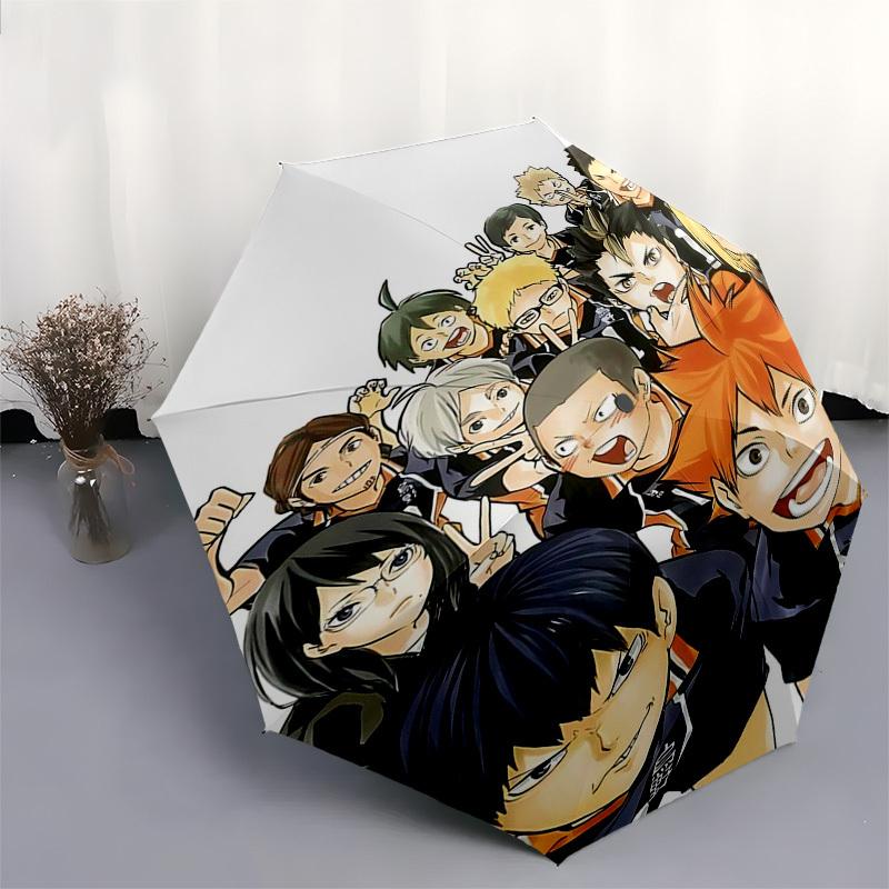 1pc Haikyuu!! Volleyball Club Team Photo Automatic Opening Folding Umbrella 8 Bone Iron Frame, Portable Design, Outdoor, Ideal Gift for Fans, Traveler