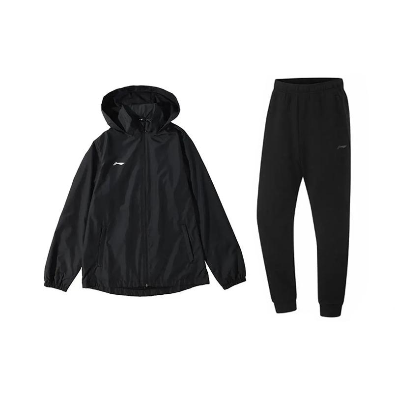 

Логотип бренда Li Ning Свободный ветрозащитный костюм Удобные простые длинные брюки Повседневный спортивный костюм Костюм унисекс Черный YFDV197-1+AKLUA73-4 M