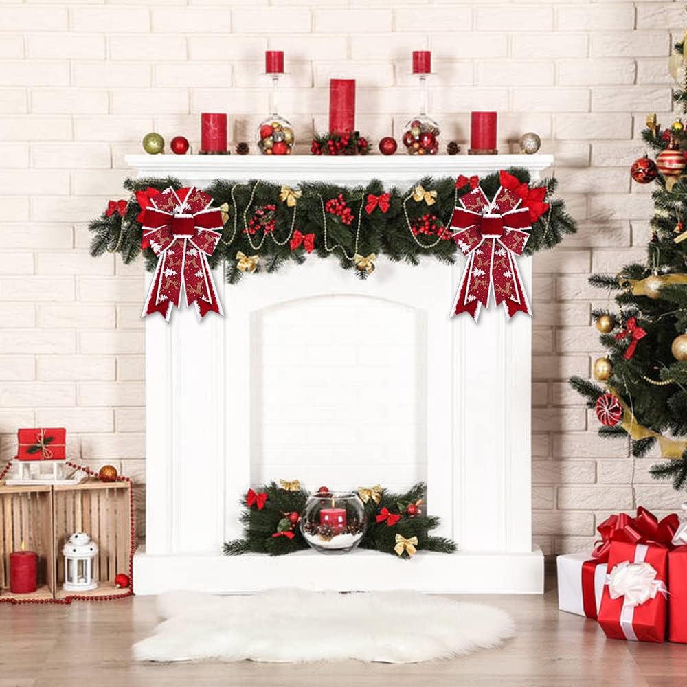 Fundițe de Crăciun pentru Coroană Fundițe de Zăpadă de Sărbători Fundițe de Catifea Roșie Fundițe pentru Pom de Crăciun pentru Ușa din Față Decorațiuni de Anul Nou