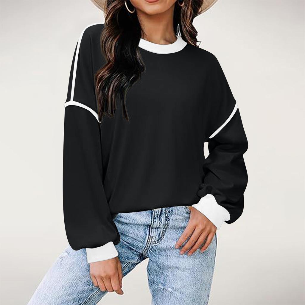 Women's Solid Color And Winter Sportswear Pullover Top Loose Sweatshirt Long Sleeved Casual