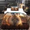 Cartoon rabbit bedding set with 3D printing for children and adults, luxurious ultra-fine fiber soft down duvet cover with zippe