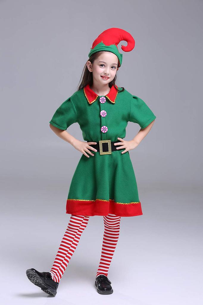 Santa Cosplay Costume for Kids and Adults, Green, Kids, Boys and Girls, with Hat, Kigurumi, Christmas, Year-End Parties, Halloween, and Christmas