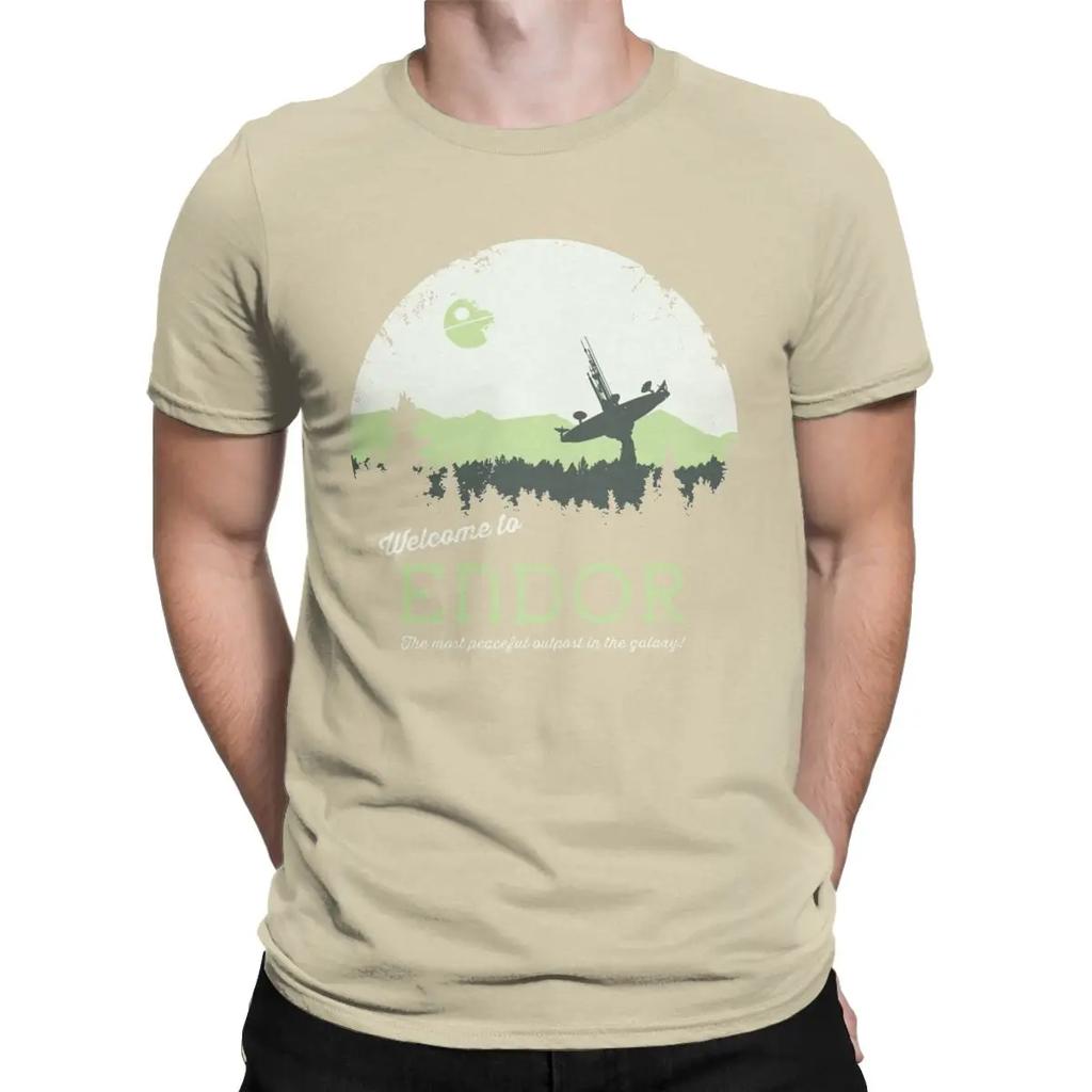 Men T-Shirt Welcome To Endor Star Wars Casual Pure Cotton Tees Short Sleeve Disney T Shirt Round Collar Clothes Printed