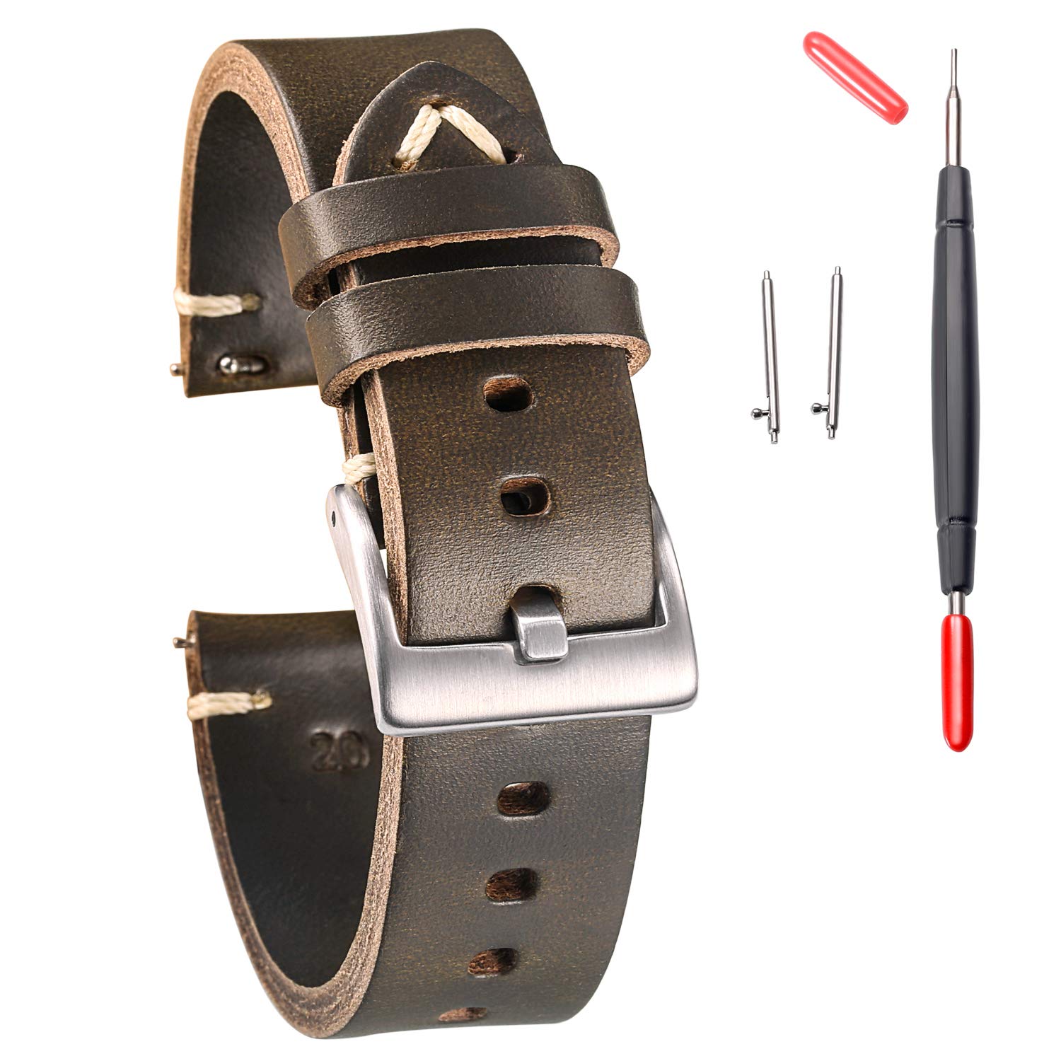 

Кожаный ремешок для часов 20 мм для мужчин и женщин, винтажный ручной работы Horween Chromexcel из мягкой кожи, сменный ремешок для часов