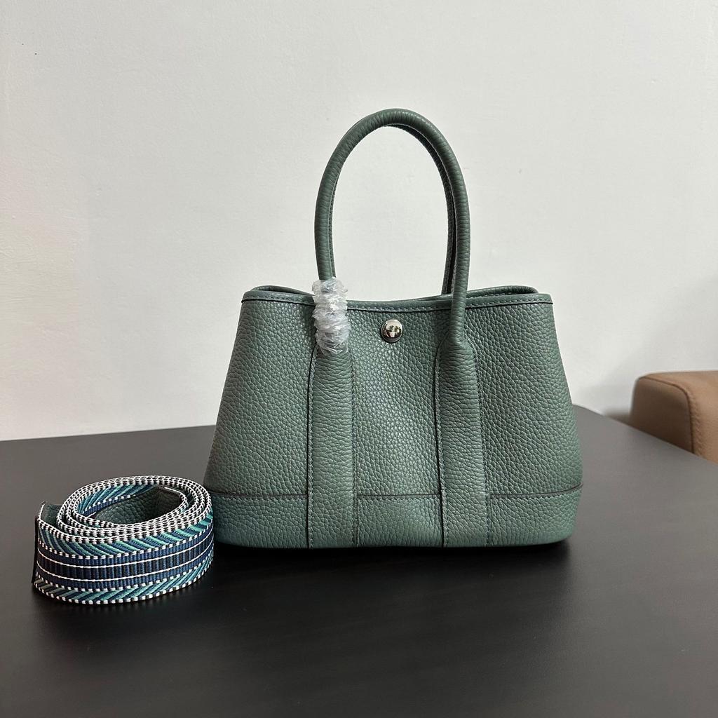 Top Layer TC Cowhide  Mini Garden Bag Genuine Leather Tote Bag Single Shoulder Crossbody Handbag Wide Shoulder Strap Women's Bag