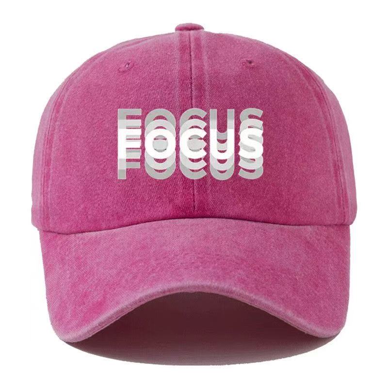 Focus Print Cap Washed Cotton Adjustable Classic Style Baseball Cap, Sports Duckbill Hat For Men And Women