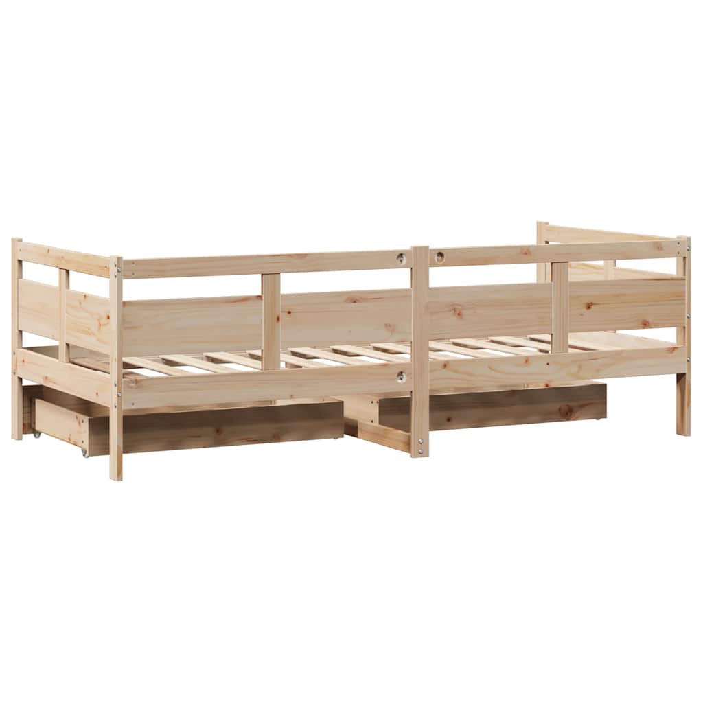 Daybed with Drawers 90 x 190 cm Solid Pine Wood