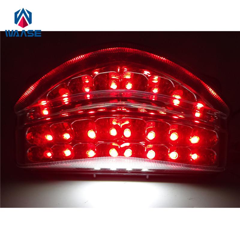 Waase For Honda CBR600F4i CBR 600 F4i 2001 2002 2003 Chrome Rear Tail Light Brake Turn Signals Integrated LED Light