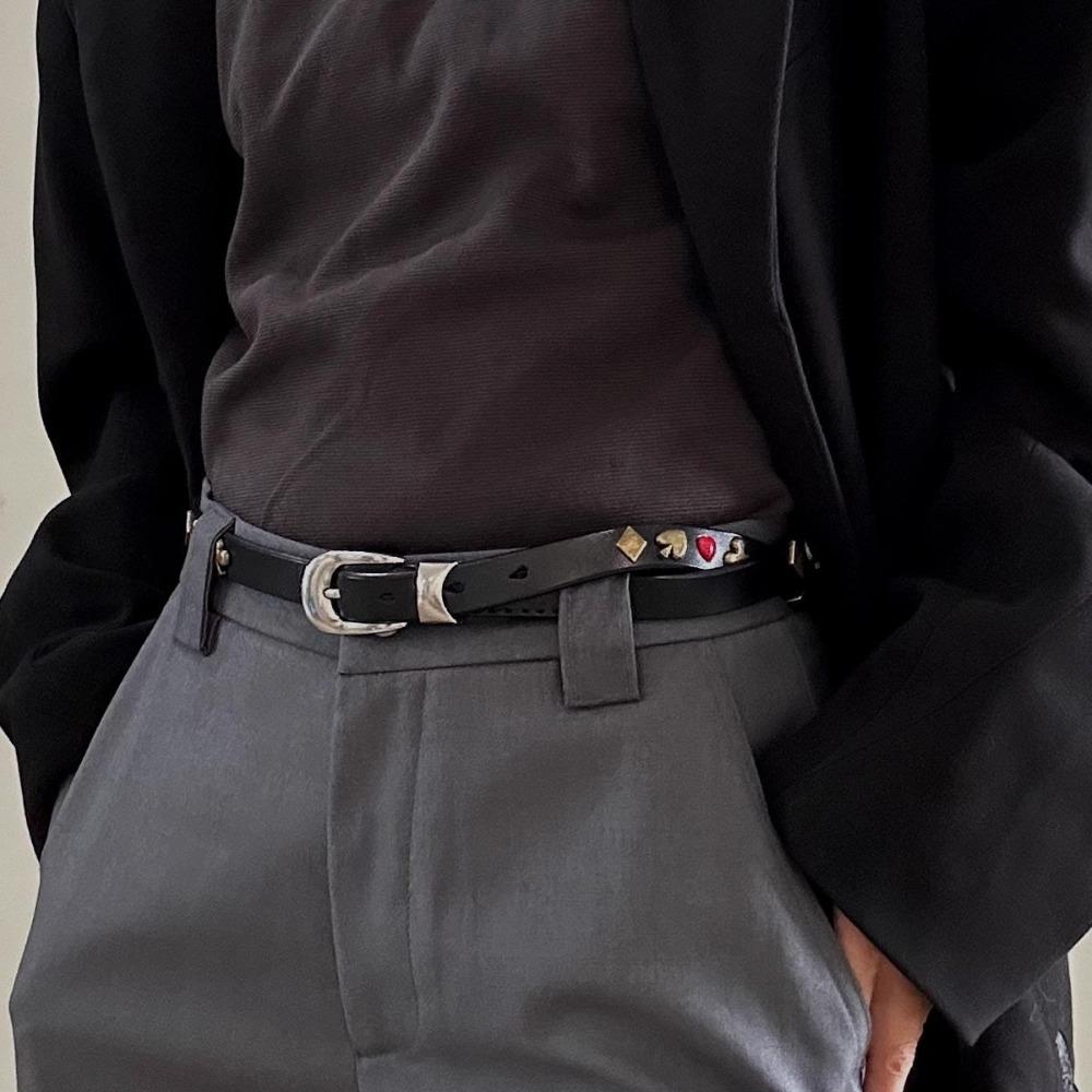 Punk Style Y2K Waist Belt PU Leather Dress Jeans Belt Cool Rivet Waistband  Streetwear