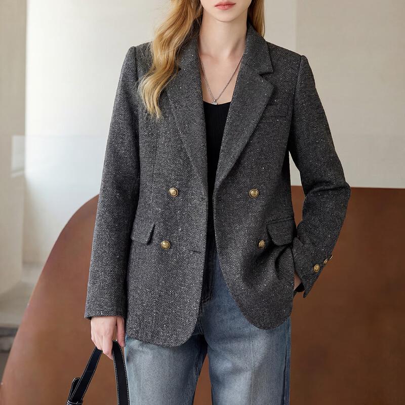 Women s Double-Breasted Loose-Fit Blazer M