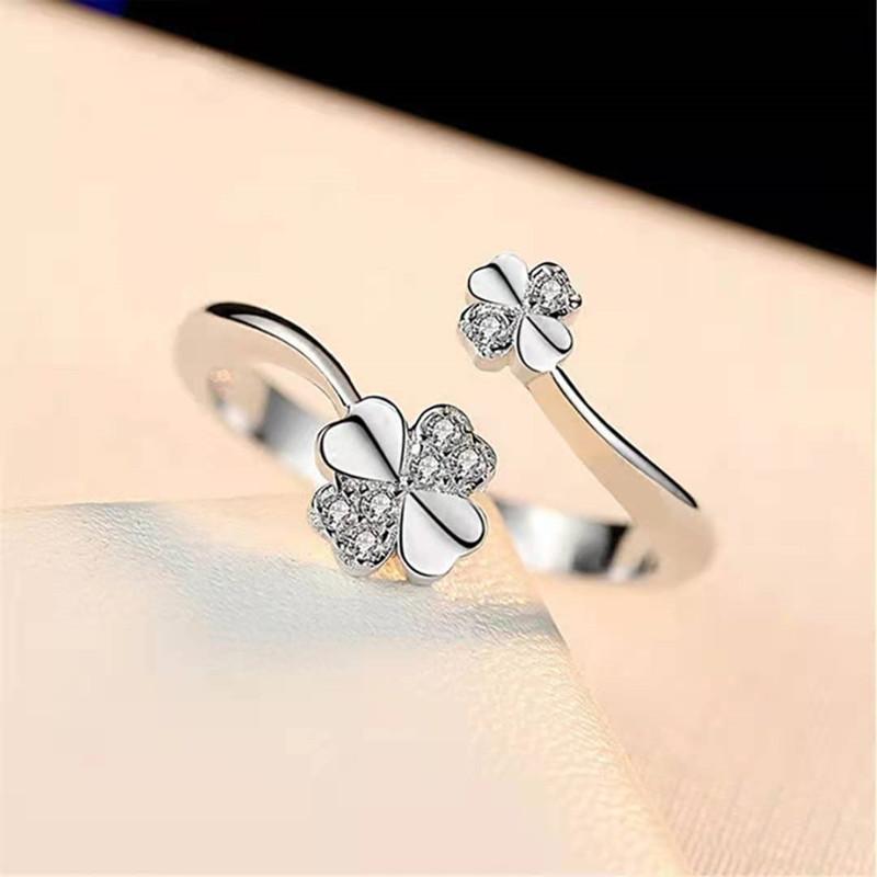 Four-leaf Clover Ring Casualfashion Opening Adjustable Clover Opening Ring adjustable opening