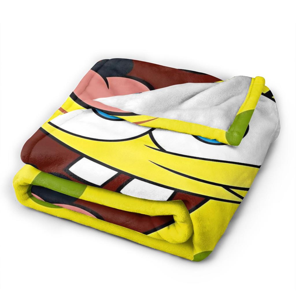 Cute Funny SpongeBob Cartoon Blanket Plush Awesome Soft Throw Blankets for Bedspread Spring Autumn