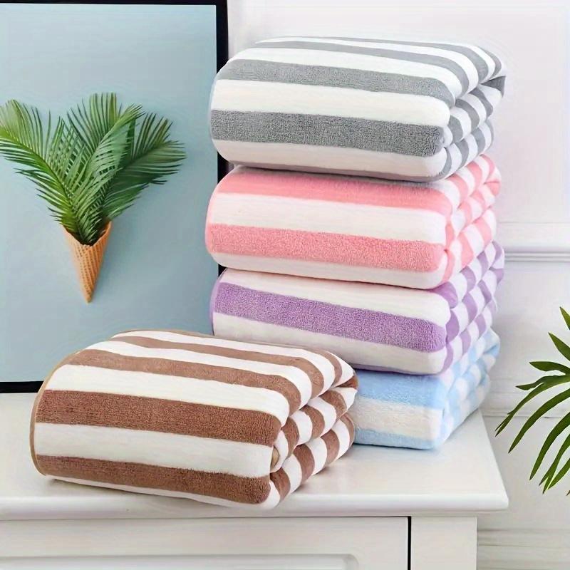 Luxuriöses Streifen-Handtuchset - Schnelltrocknend, Ultraweich, Superabsorbierend, Ideal für Zuhause, Spa, Salon, Wohnmobilreisen - Beinhaltet Badetuch und Handtuch