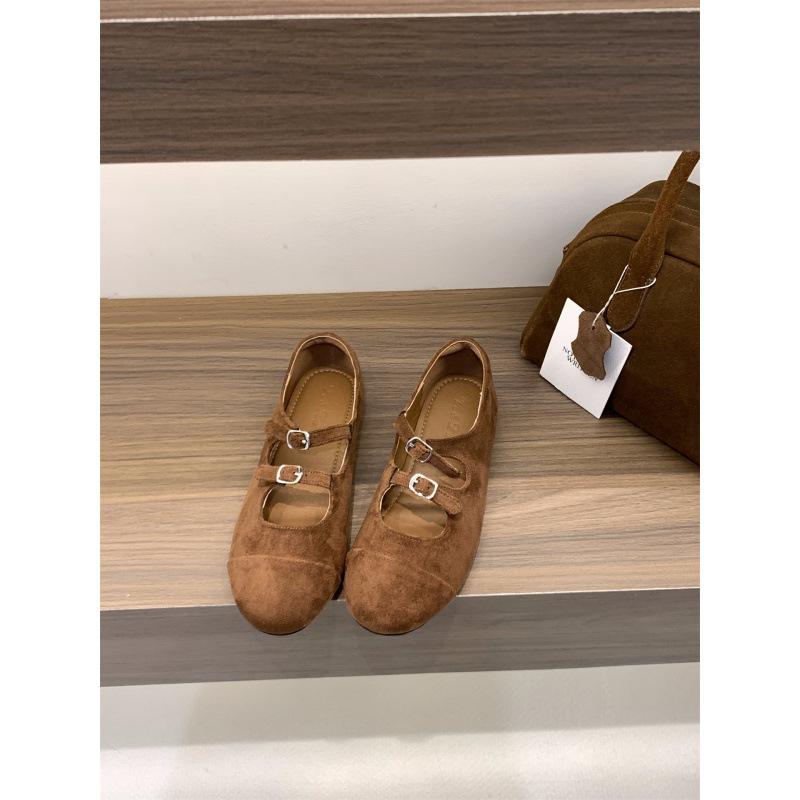 Soft-soled version~ French flat-soled ballet gentle evening shoes women's shoes 2025 spring and autumn retro suede Mary