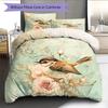 Flower Bird Pattern Bedding Quilt Set  Home Decoration  Gift (1 * duvet cover + 2 * pillowcase  without core)