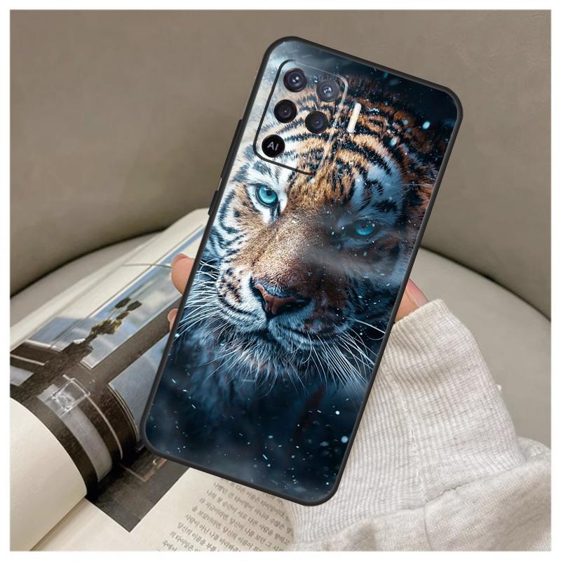 Tiger Face Case For Oppo A74 A94 A54 A18 A38 A58 A78 A98 A80 A60 A40 A96 A76 A16 A15 A17 A57 A77 A5 Pro