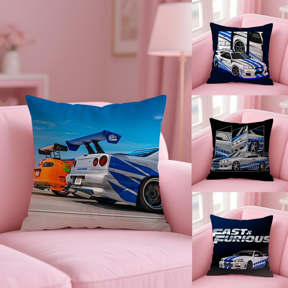 F-Fast And F-Furious R-R34 Cushion Cover Plush Fabric Soft Double-Sided Printed Sofa Warm Winter Home Gift Pillow Cover