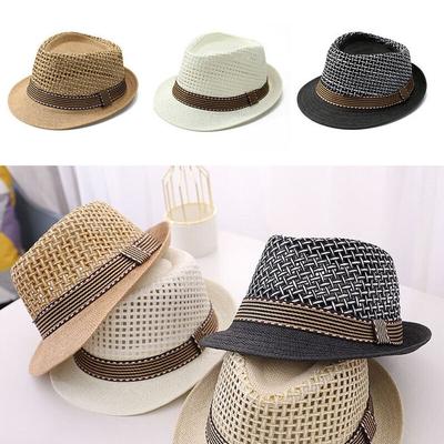 Trilby Sun Cap Short Brim Sun Hat New Straw Fedora Hat  Summer