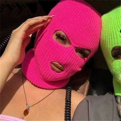 Herren- und Damen-Winterwarme Sturmhaube Radfahren Winddicht Drei-Loch-Maske Mütze Outdoor Gestrickte Überziehmütze Spoof Autositz Kopf c
