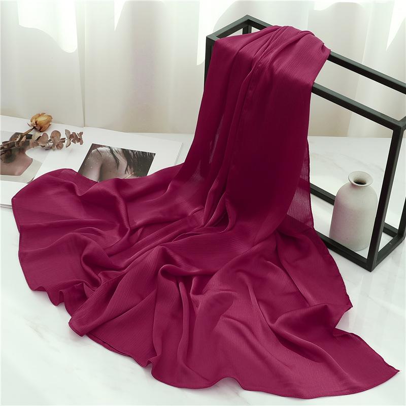 Headscarf Solid color silk scarf Basic versatile scarf Women's smooth crepe travel scarf Xizang travel shawl