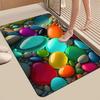 3D Optical Illusion Rug Pebble Stone Visual Illusion Doormat Non-Slip Water Absorbent Floor Mat for Bathroom Bedroom Living Room Entrance Decor