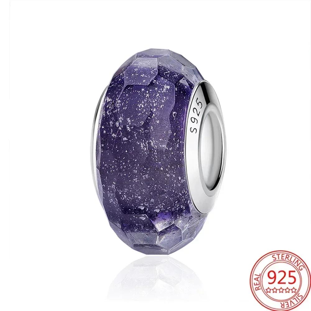 Neuer Kupfer-Lila Murano-Perlen Stiefmütterchen Blume Anhänger Charm Passend für Originalmarken Armband und Halskette Damenschmuck Geschenk