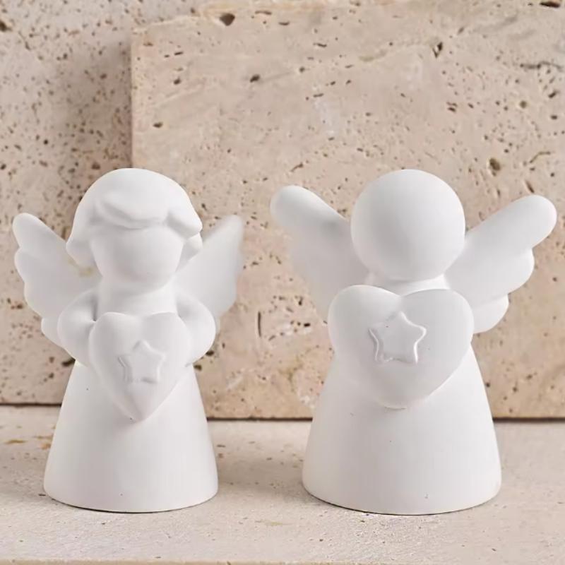 3D Heart Wings Angel Silicone Scented Candle Mold DIY Girl Sculpture Gypsum Decor Handmade Human Resin Mold for Birthday Gifts