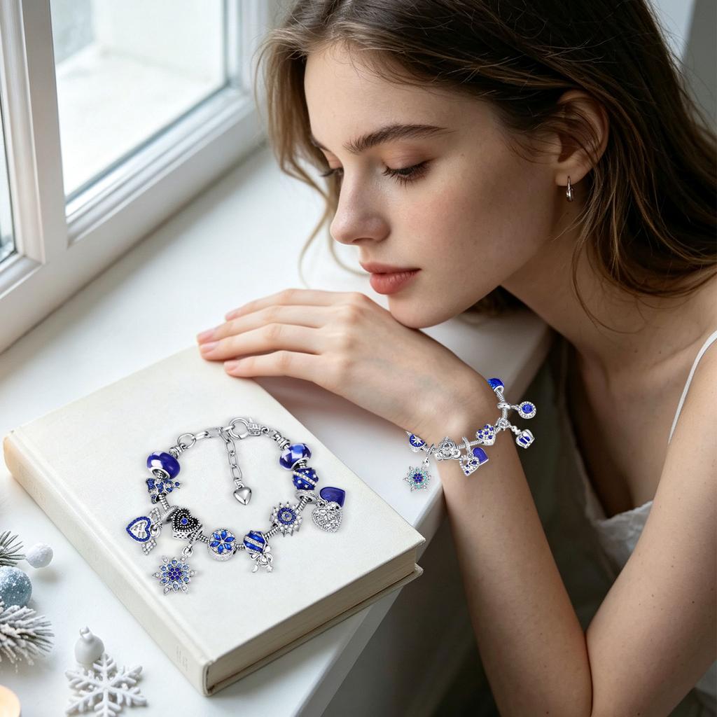 -Day Christmas Advent Calendar with Alloy Bracelet Jewelry Set, Gift for Women and Girls