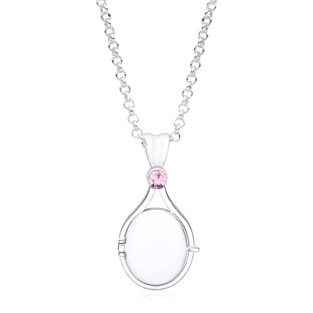 Openable Shell Pendant Necklace with Pink Crystal Mermaid Jewelry for Women Girls Birthday Gift Copper Metal Necklace