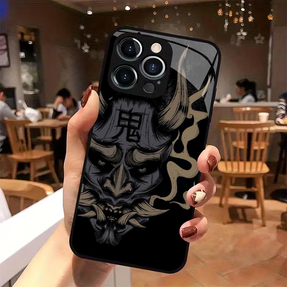 Mask design tempered glass mobile phone case suitable for iPhone 17Promax anti-fall 16 15 14 13 12 11 Pro/ Max /Plus shockproof