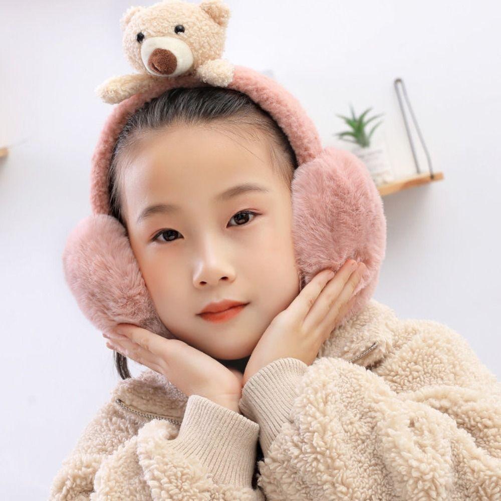 Foldable Stuffed Funny Unisex Animal Cartoon Earmuff Female Ear Flap Bear Shape Earwarmer Cute