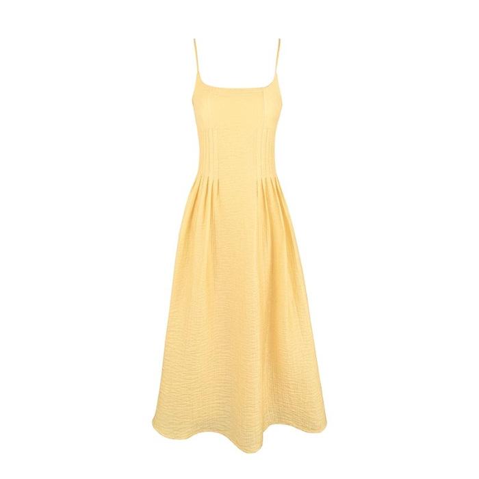 French small suspender dress women s summer waist temperament long dress seaside vacation dress S