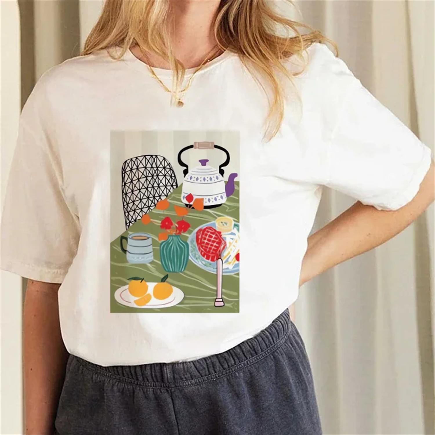 2025 New Summer Printed Pattern Fashion Short Sleeve Women s Beach Travel Printed O-Neck Casual Fun Basic Top Style T-Shirt S