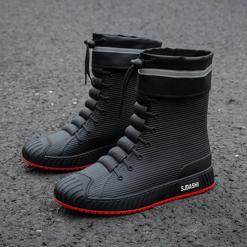 Fashion Versatile Casual Short-barreled Waterproof Shoes Men Women Lined with Fleece Warmth Anti-slip Wear-resistant Outdoors Rain Boots