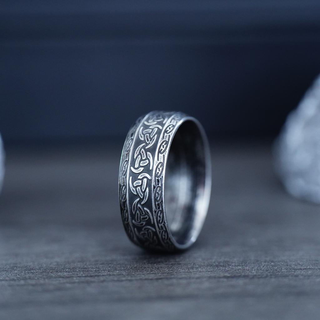 Mote Vintage Enkel Viking Rune Ring for Menn Kvinner Rustfritt Stål Nordisk Keltisk Knute Ringer Par Amulett Smykker