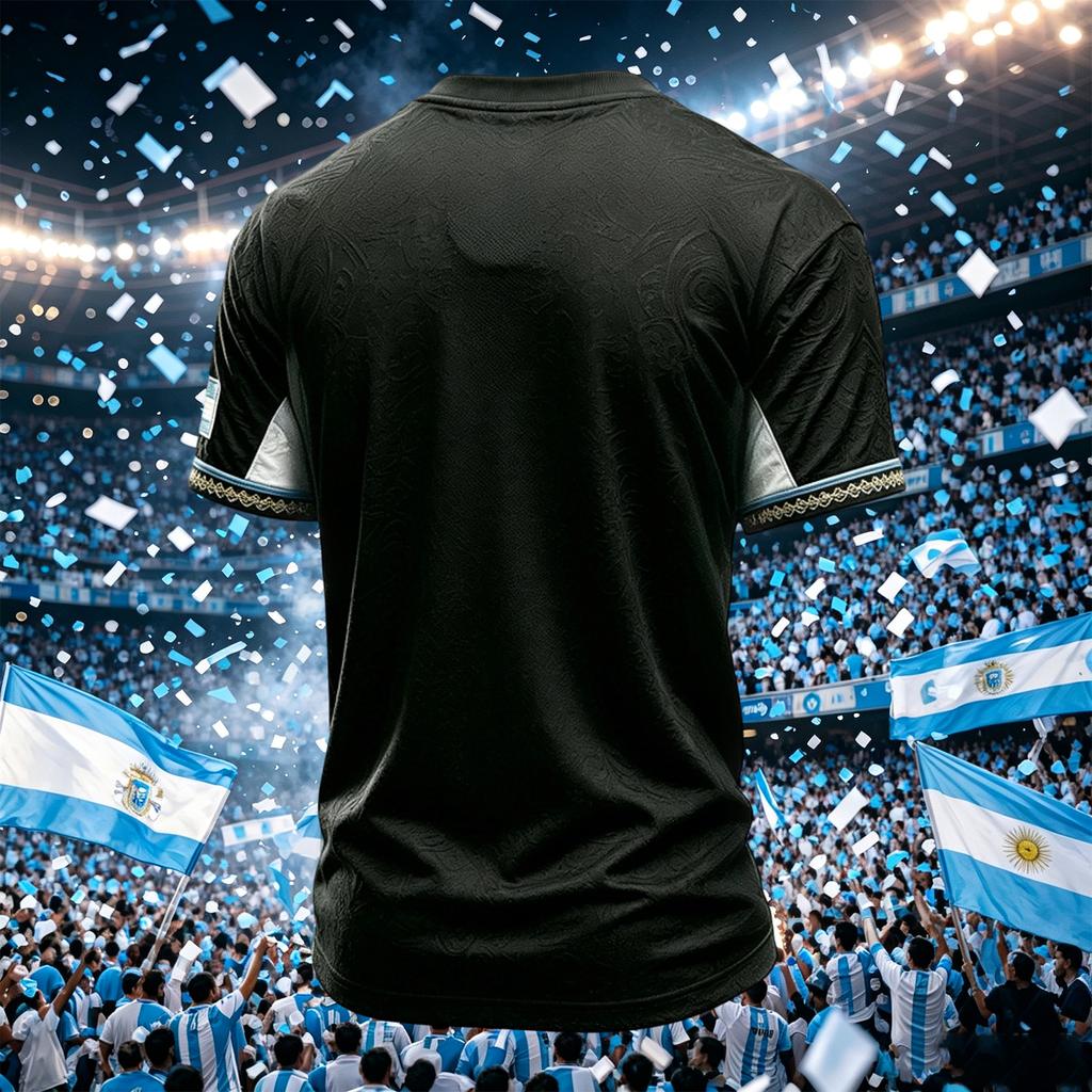 Argentinien Herren Freizeit T-Shirt mit Aufdruck am Hals, kurzärmlig, leicht, atmungsaktiv, Sommer Top