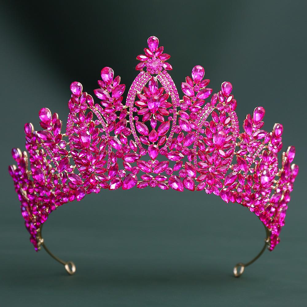 Alloy Crystal Bridal Beauty Pageant Crown Tiara Diadem Wedding Hair Accessory for Brides Elegant Headband Headdress