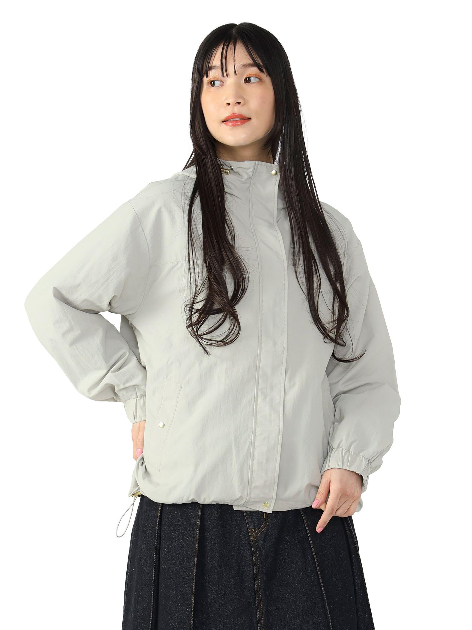 

Beams Heart Light Grey Nylon Hoodie Blouson Women s (Sizes S-M)